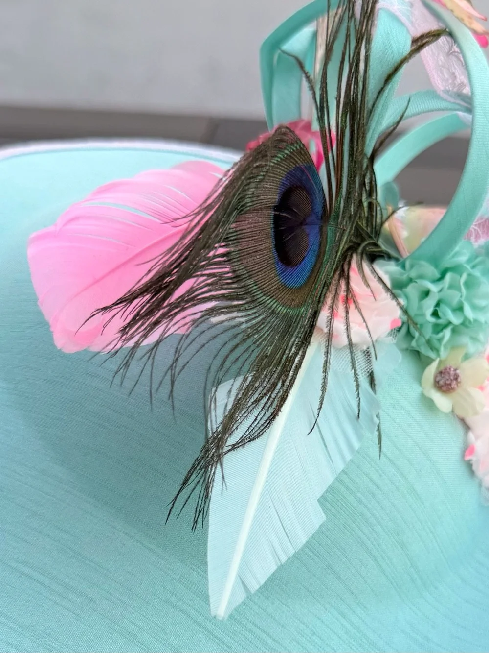 Aqua Feathered Fascinator Hat for Women - Elegant Event Headpiece